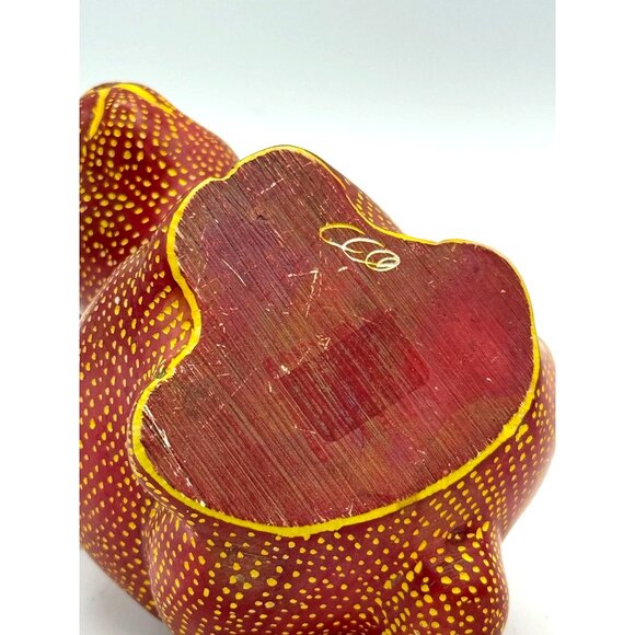 Oaxacan Mexican Stone Hand Painted Signed Bunny Rabbit Tea Light Heavy - Picture 5 of 10